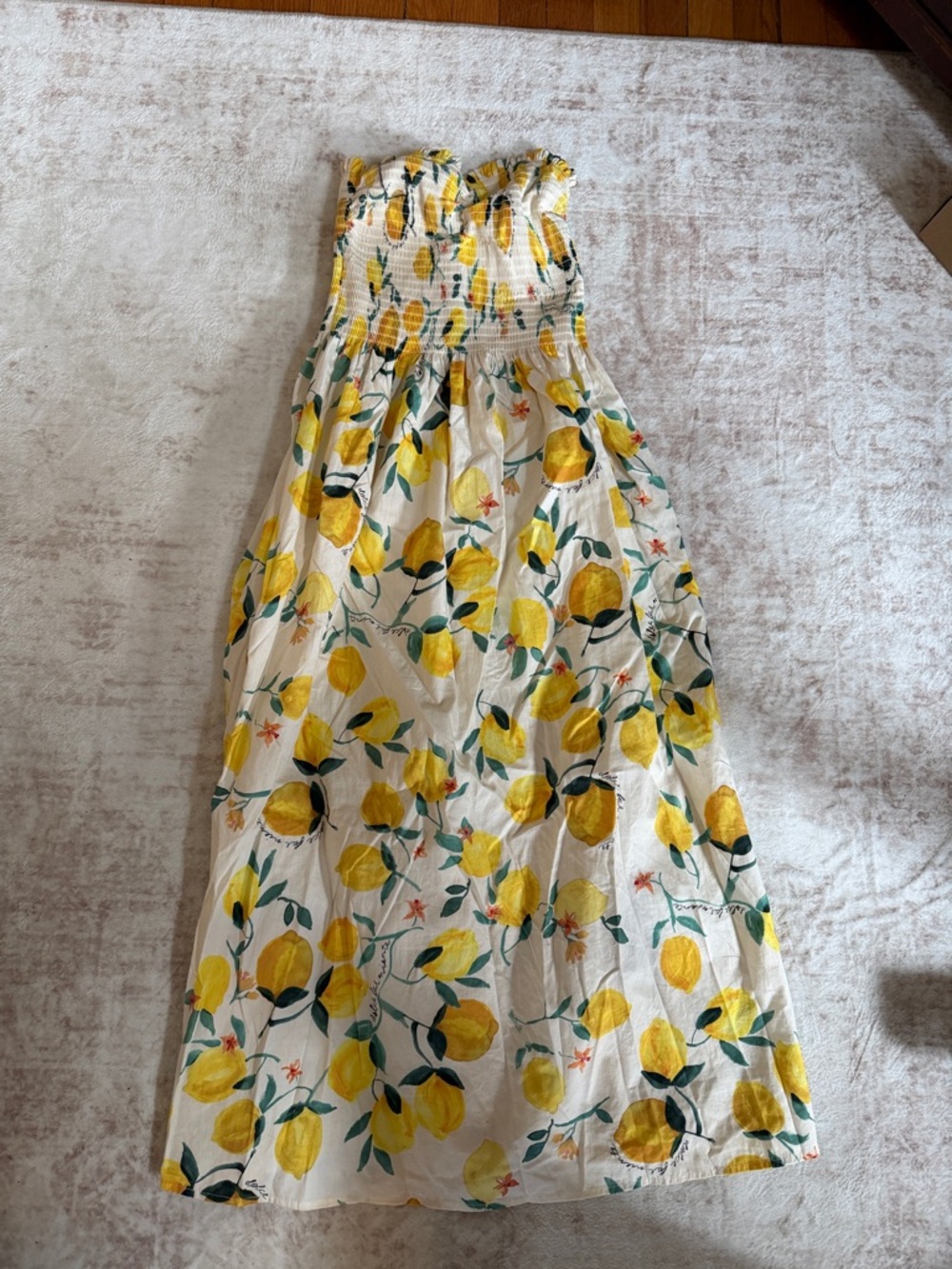 H&M Cream Maxi Dress with Yellow Lemon Print
